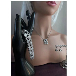 Brighton RINGS TRUE Silver Crystal Set Necklace, Bracelet And Earrings